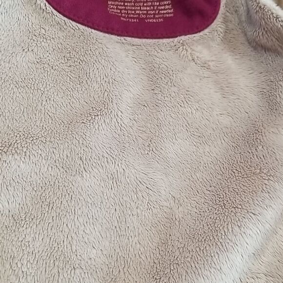 LL Bean Hoodie Girls Toddler 36 month 3T Sherpa Lined Zip Up Burgundy Pockets - Picture 5 of 8